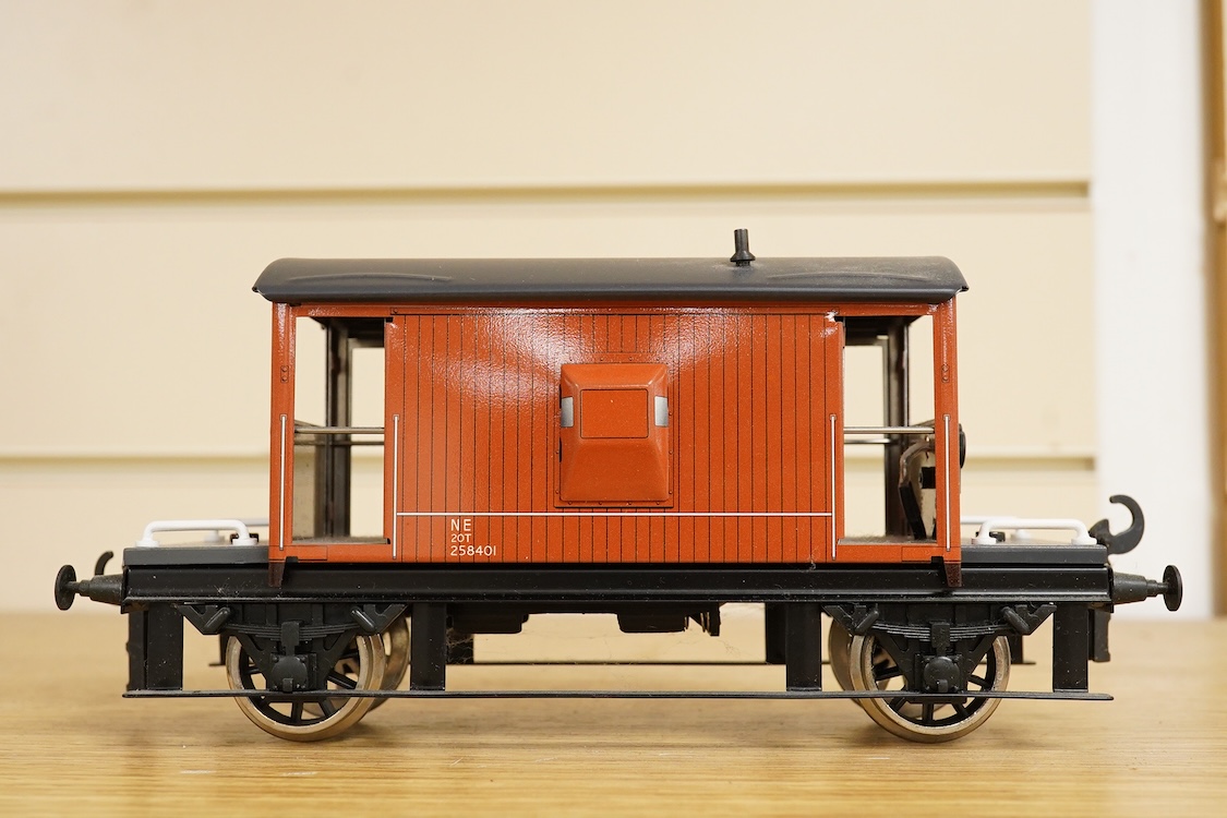 Four boxed Bassett-Lowke by Corgi 0 gauge railway freight wagons; a BR 20-ton brake van, together with two Southern Railways open wagons and a ventilated box van, together with a boxed Tenmille Products kit for a Talylly